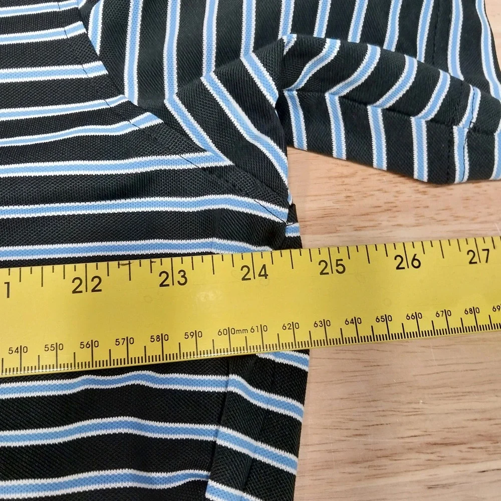 Peter Millar Polo Shirt Summer Comfort Striped Large Black Blue Mens